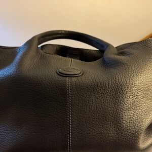 TOD'S Black Pebbled Leather Duffel Bag